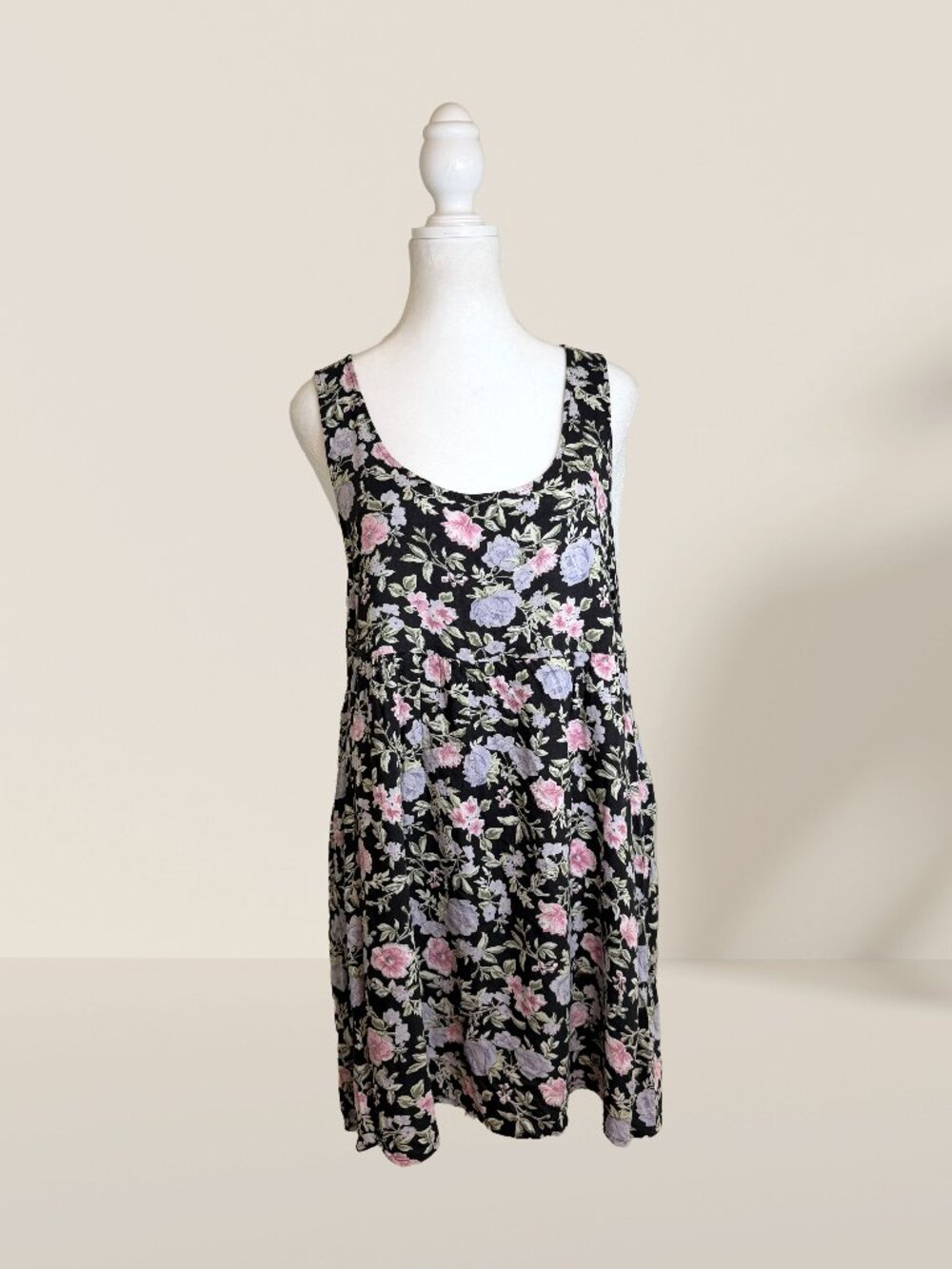 H&M Divided Black Floral Rose Print Sundress Sz 12 | Cottagecore Ditsy